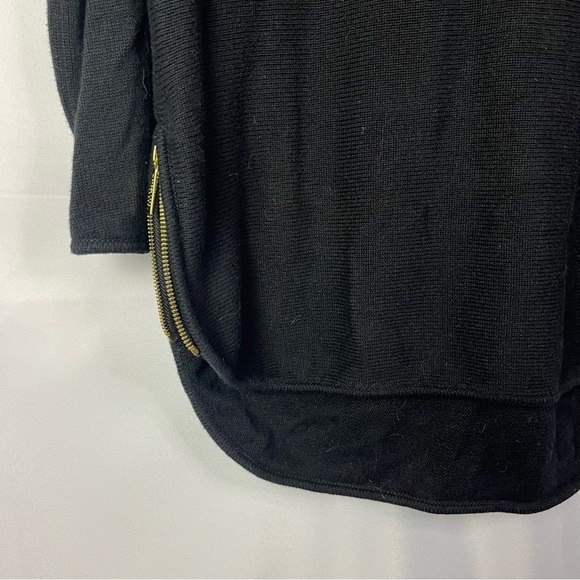 Michael Michael Kors Black Scoop Hem Bottom Zip Knit Sweater M - Picture 4 of 4
